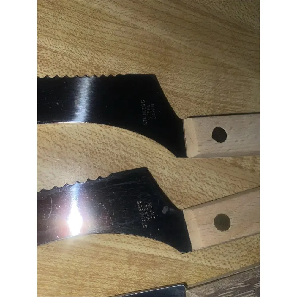3 Cheese Knives Stainless Steel Wood Handle Vintage JAPAN Frontier Forge